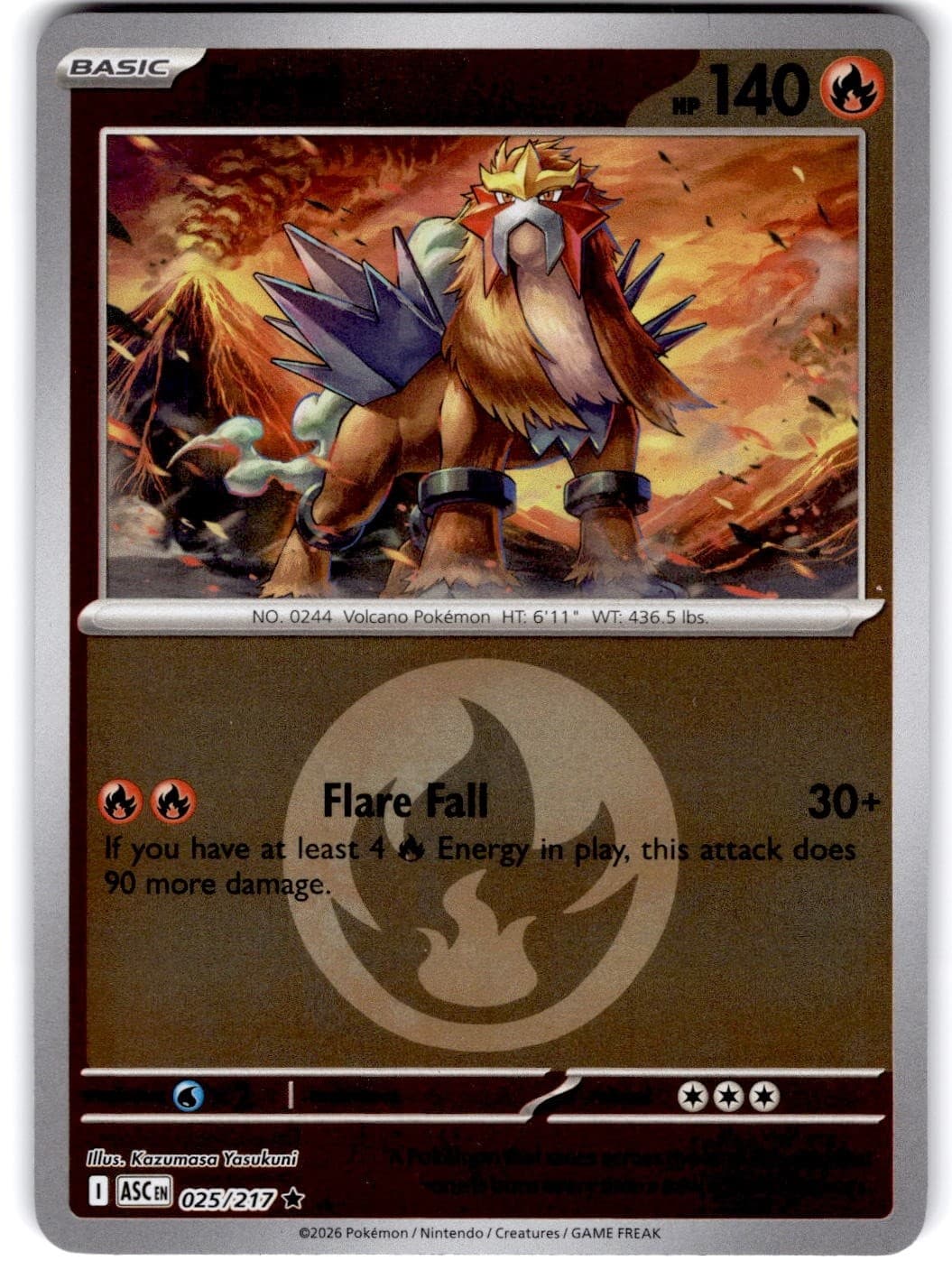 Pokemon Entei Ascended Heroes 25/217 Energy Holo Near Mint English