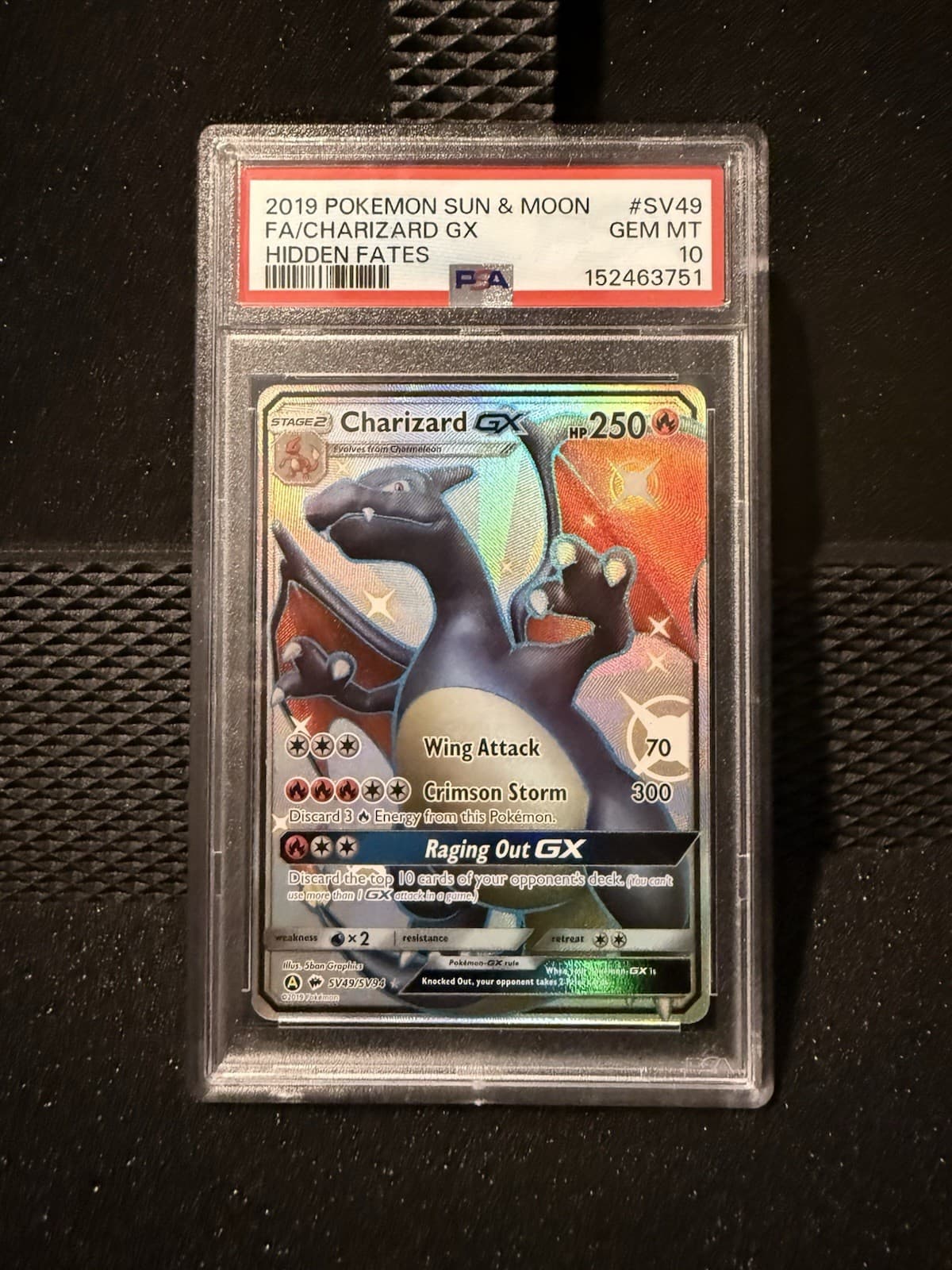 Pokémon TCG Charizard GX SV49/SV94 Hidden Fates Shiny Holo Rare Holo EN PSA 10