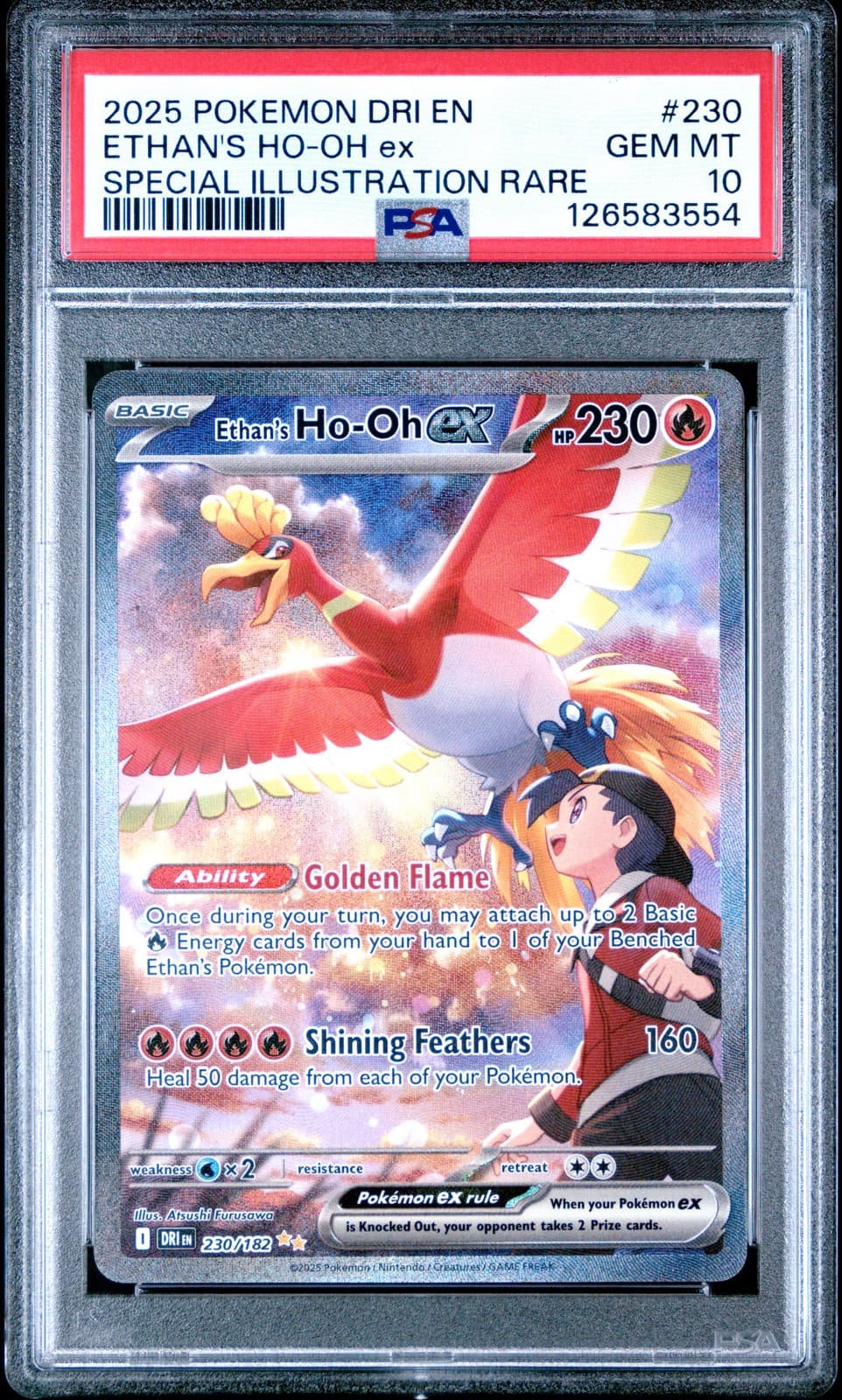 2025 POKEMON DRI EN-DESTINED RIVALS #230 ETHAN'S HO-OH EX PSA 10