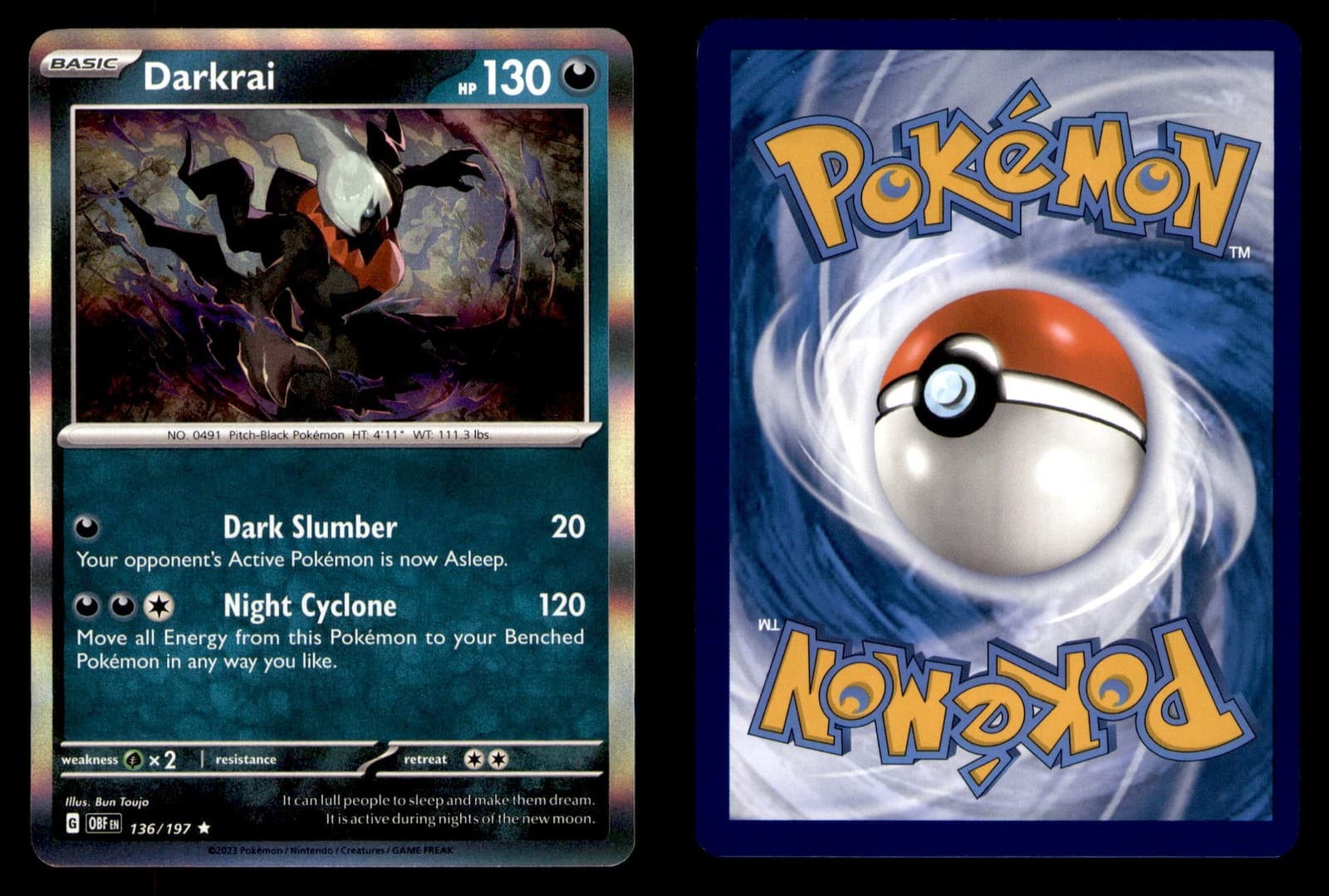 Pokemon Obsidian Flames Darkrai 136/197 Holo 2023 Rare