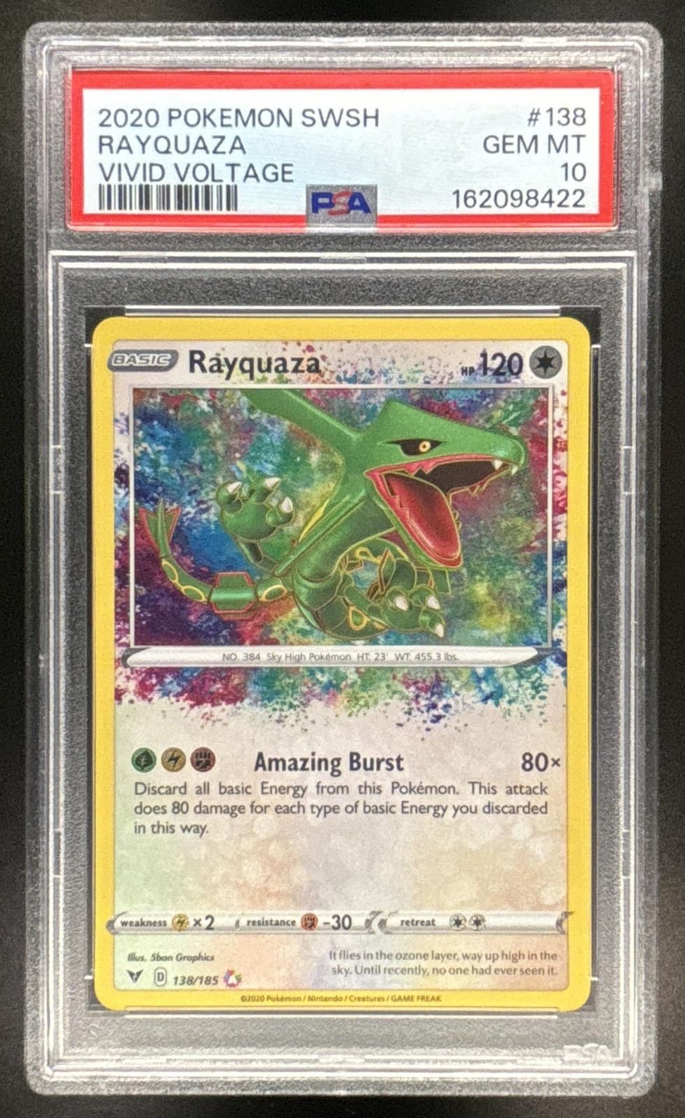 Rayquaza 2020 Pokemon Sword & Shield Vivid Voltage #138/185 Amazing Rare PSA 10