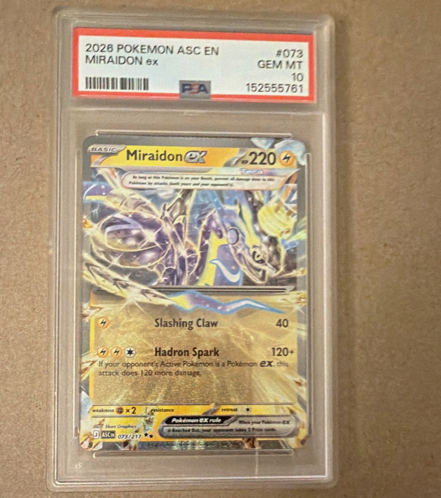 Pokemon Miraidon ex 073/217 Me: Ascended Heroes Holo ENG PSA 10 🔥LOW POP🔥