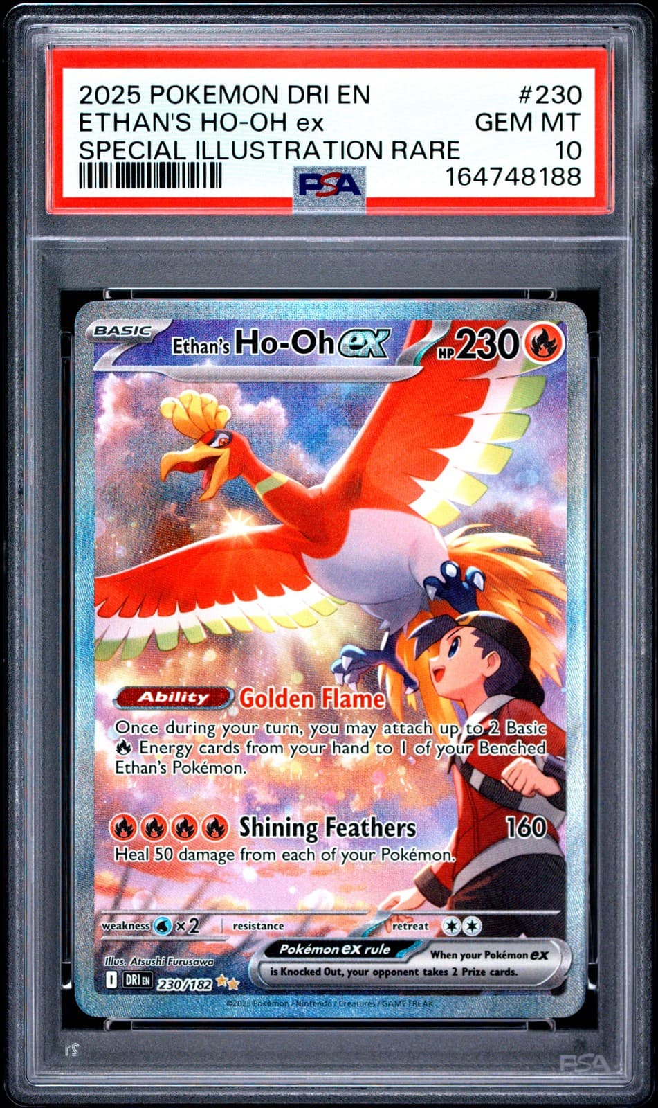 2025 POKEMON DRI EN-DESTINED RIVALS #230 ETHAN'S HO-OH EX PSA 10