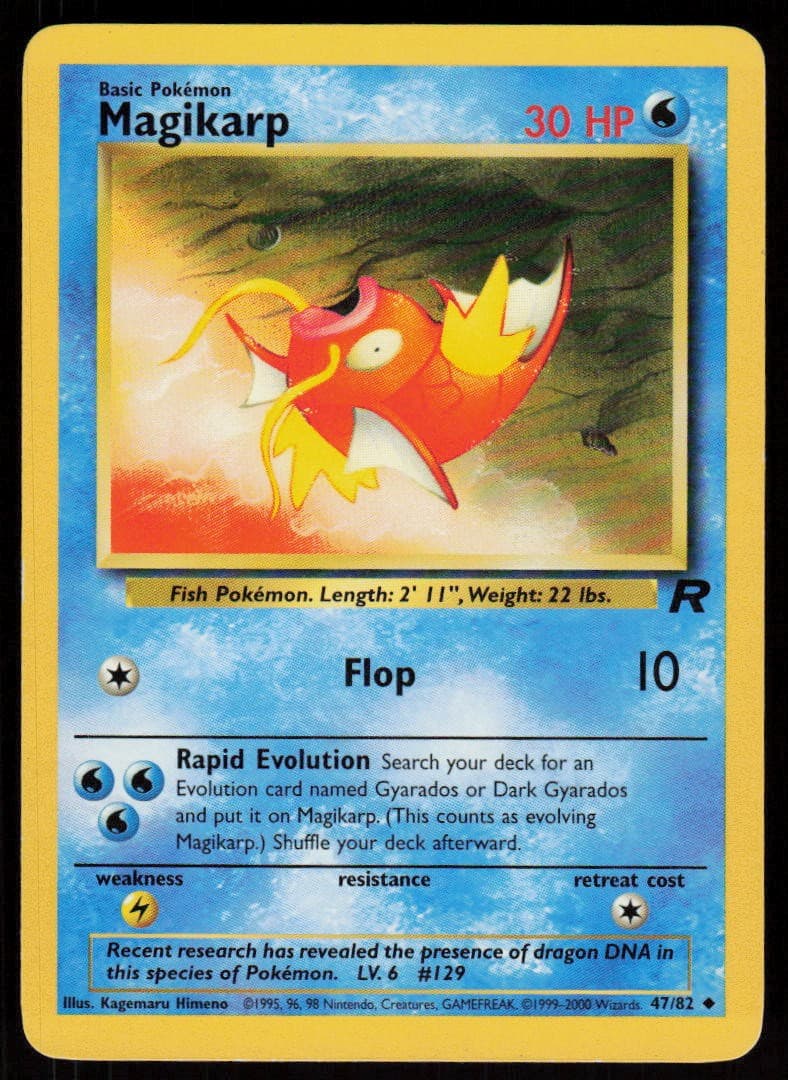 Magikarp 47/82 Uncommon Team Rocket Pokemon Unlimited Moderately Played