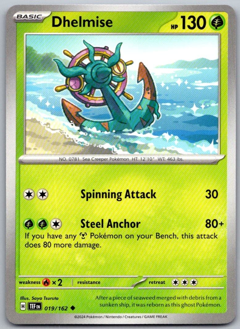 Dhelmise Temporal Forces 019/162 Uncommon PokéMon — English Near Mint