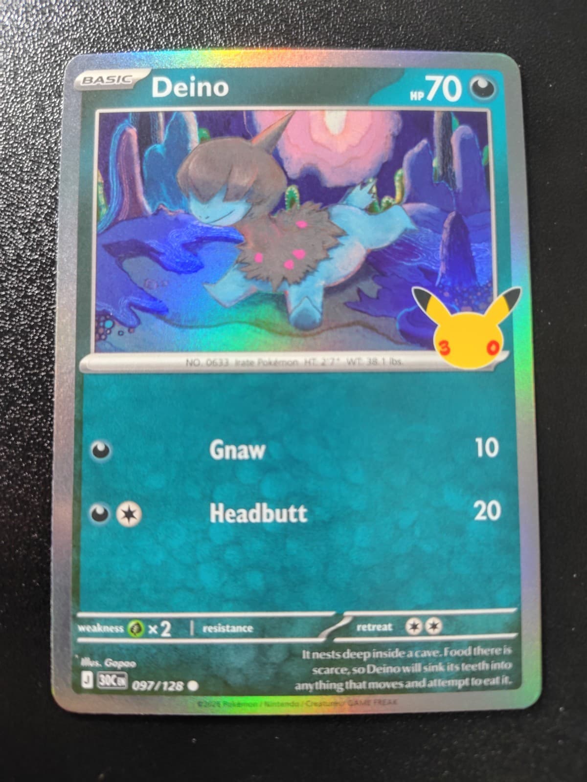 Pokemon 30th Celebration Deino Holo Common Card 097/128 NM