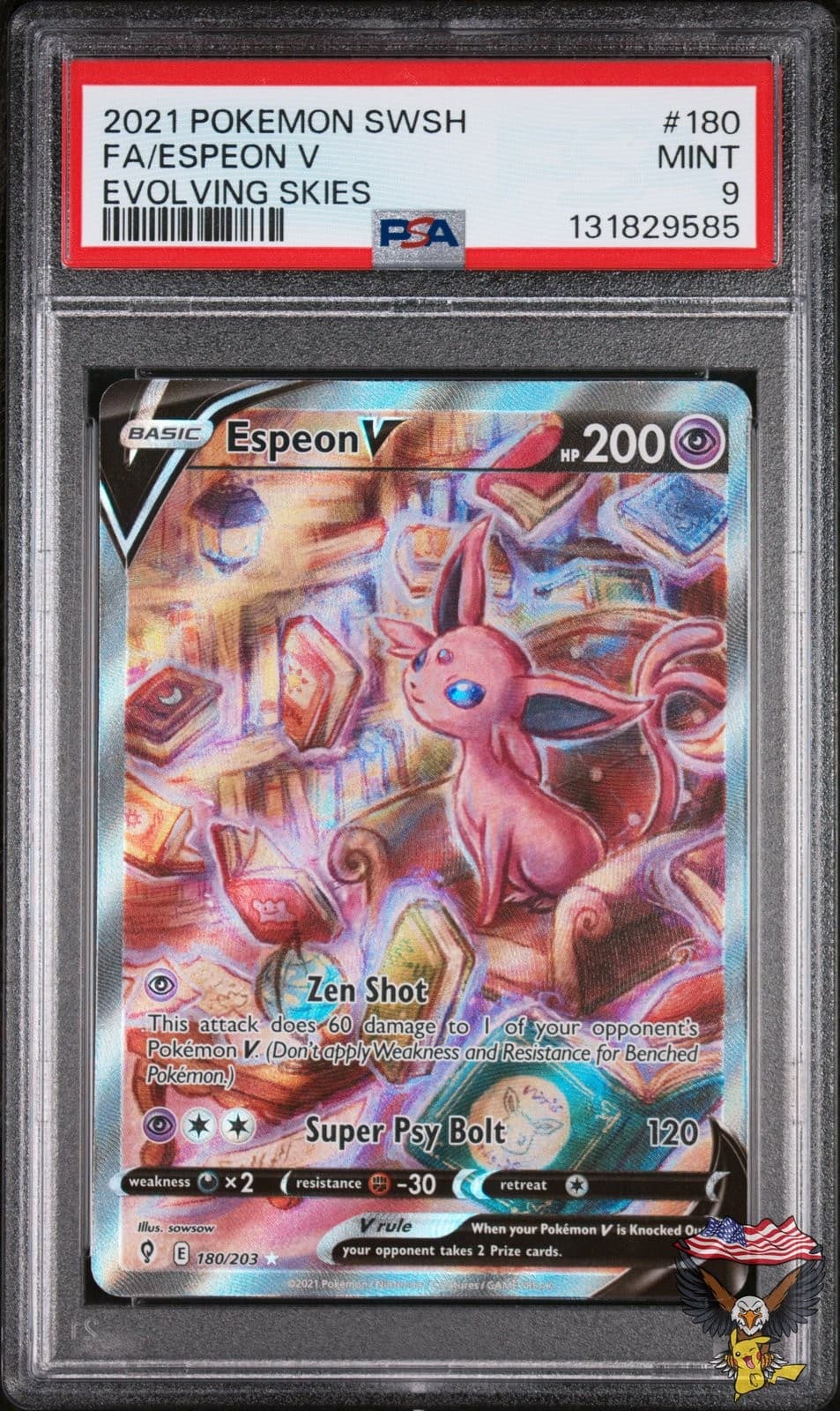 Espeon V 180/203 Evolving Skies Pokemon PSA 9