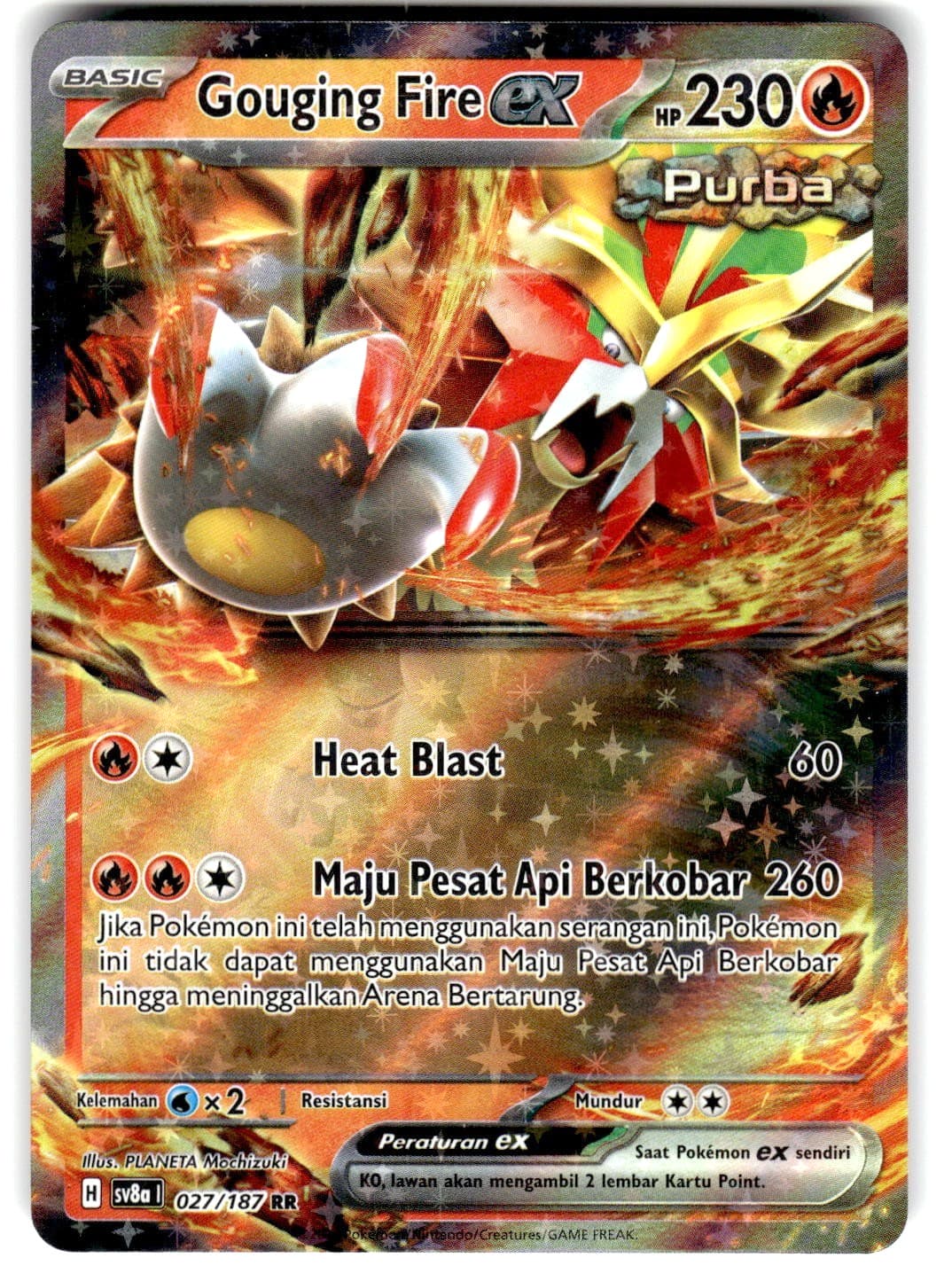 Pokemon Sv8a Festival Terastal EX Card 27/187 Gouging Fire ex Double Rare