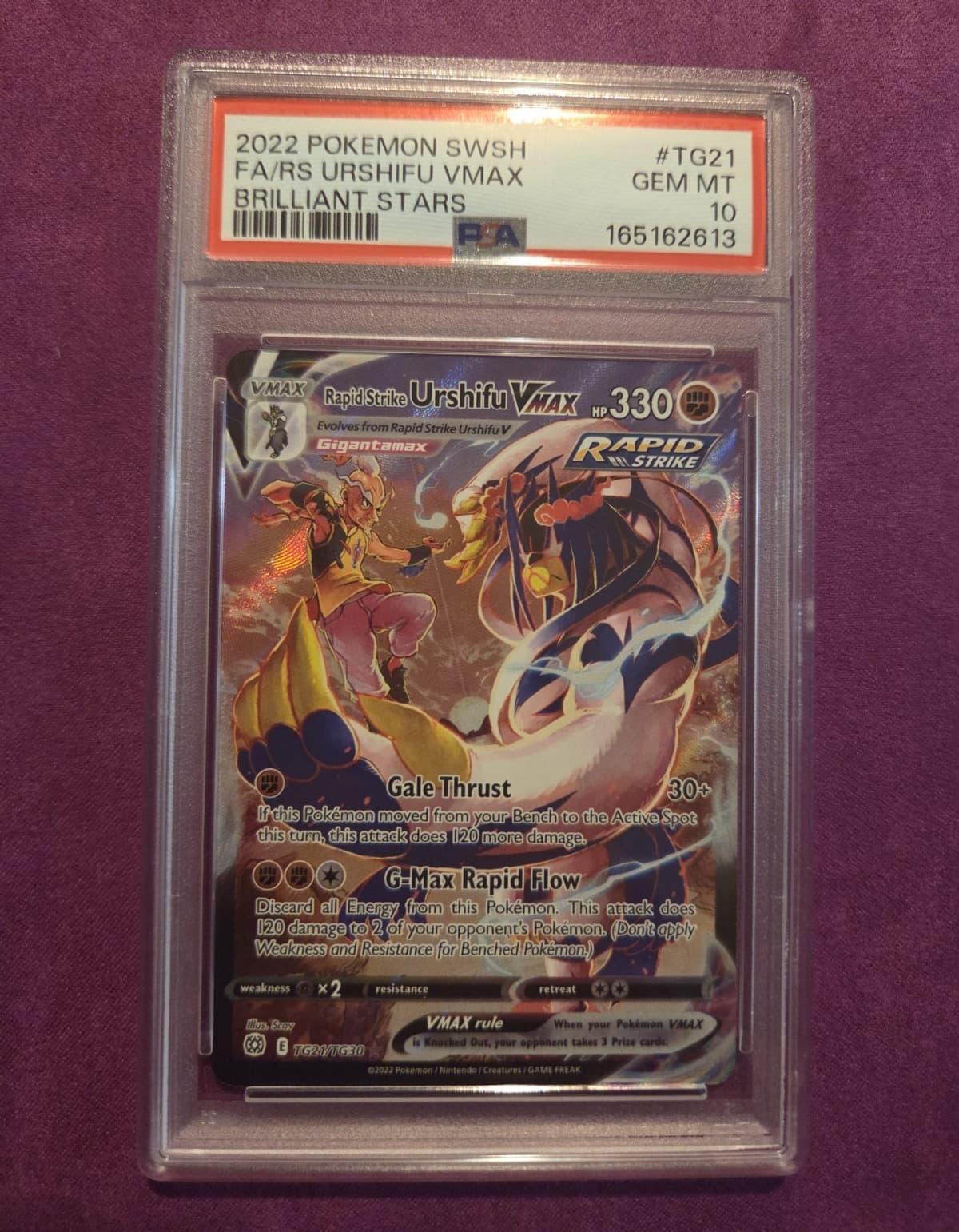 Pokemon Rapid Strike Urshifu VMAX TG21/TG30 Brilliant Stars TG Holo PSA 10