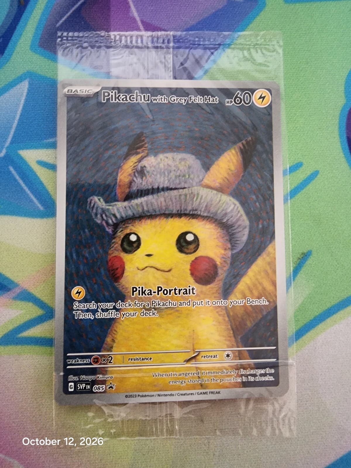 Pokemon TCG Pikachu with Grey Felt Hat SVP 085 Promo Holo Full Art 2023