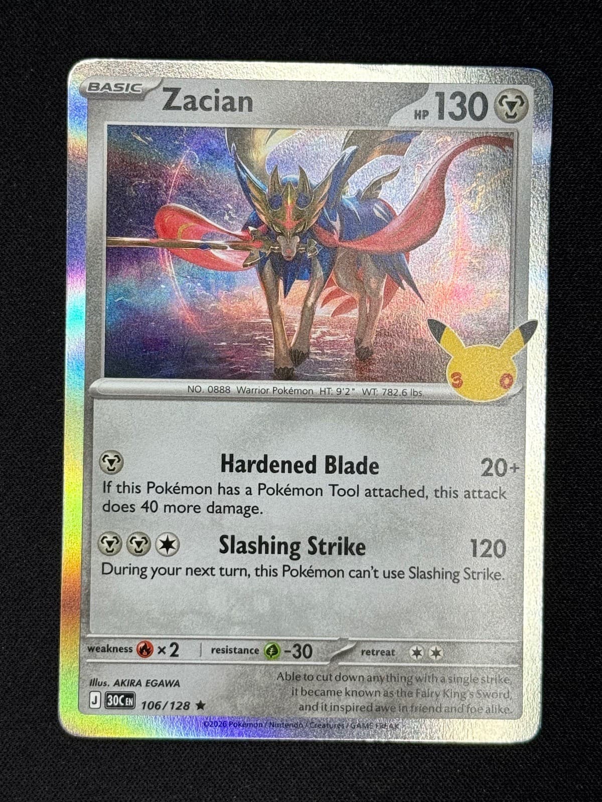 Zacian 106/128 Rare ME: 30th Celebration Pokemon Holo Near Mint