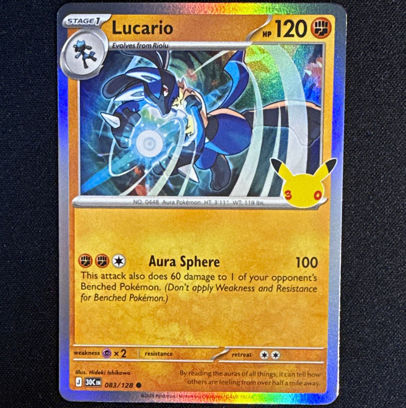 Lucario 083/128 30th Anniversary Celebration Holo