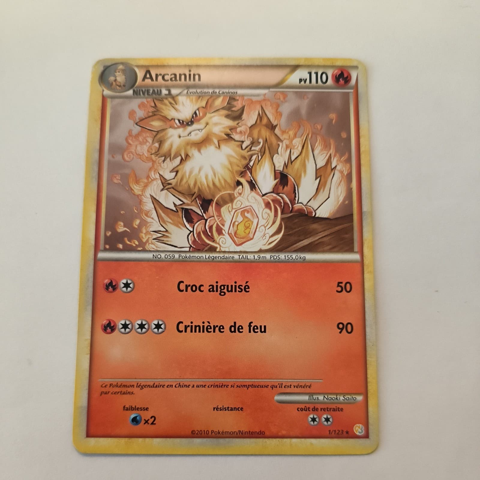 Arcanin 1/123 HGSS Heartgold Soulsilver Carte Pokemon FR