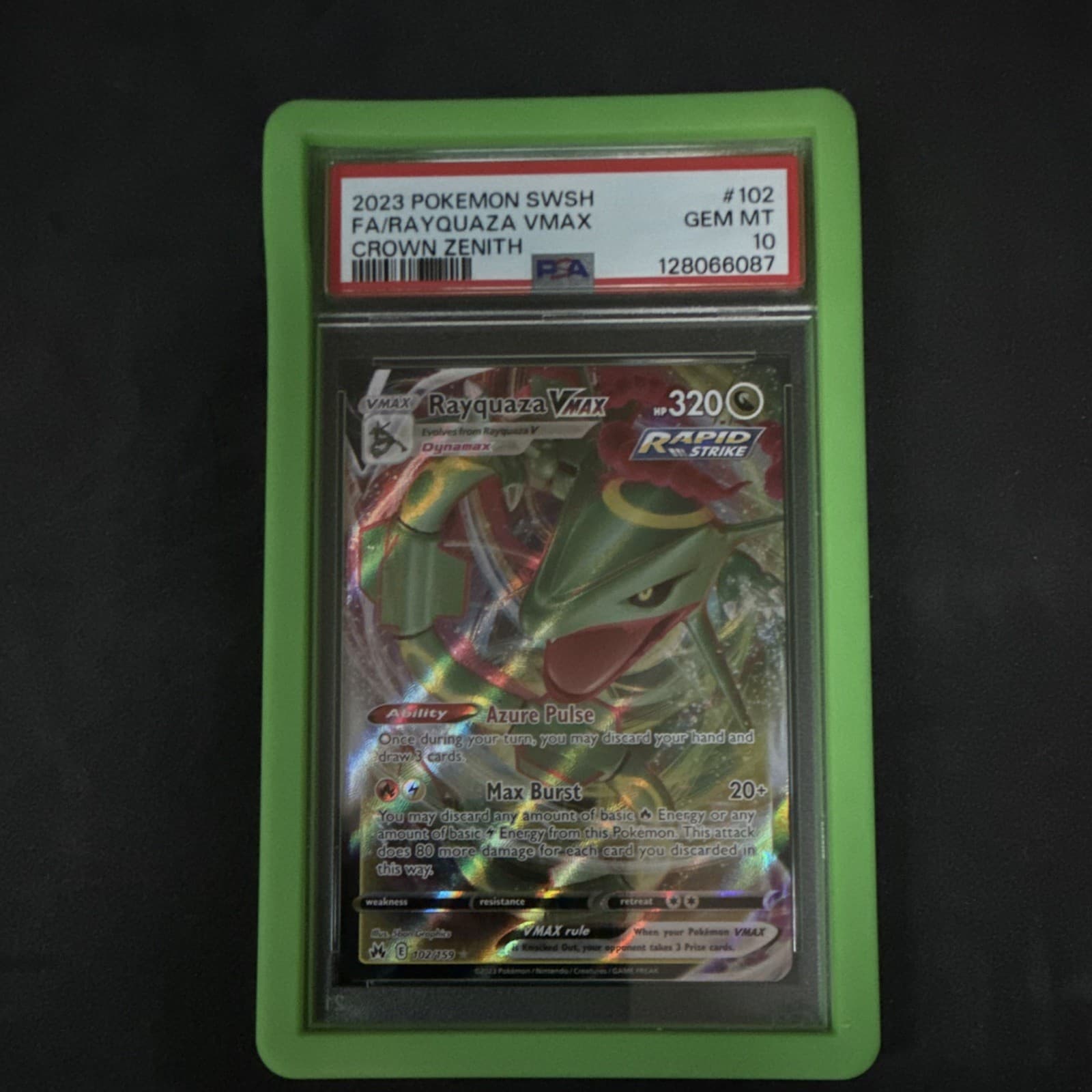 Pokemon TCG Rayquaza VMAX 102/159 Crown Zenith Holo Full Art 2023 PSA 10