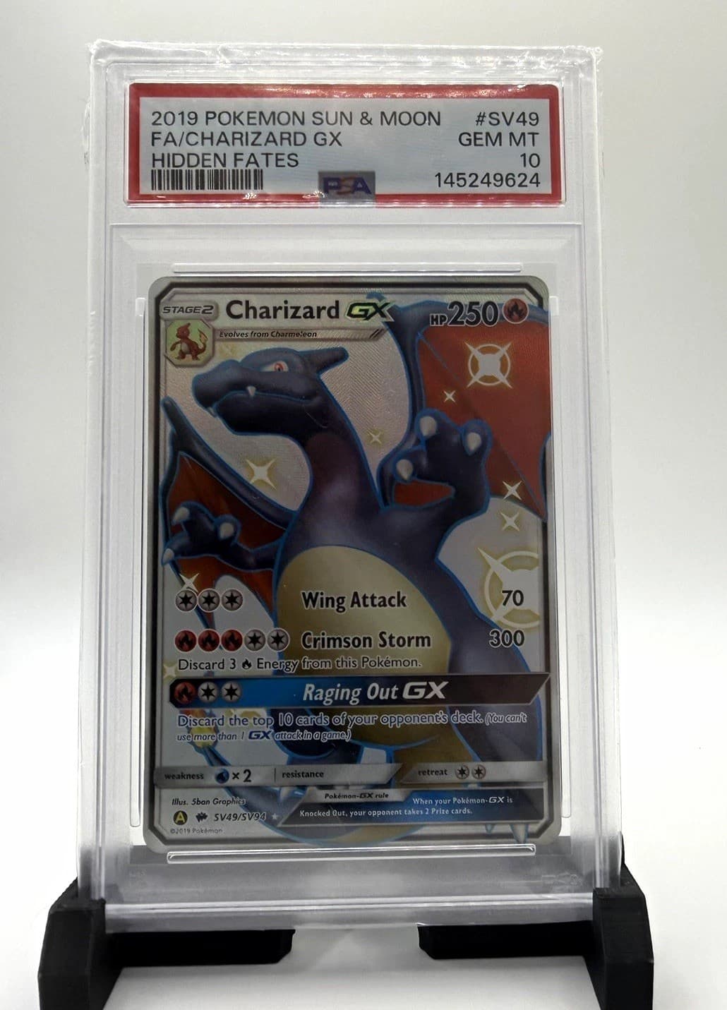 Pokemon Charizard GX Hidden Fates Shiny Vault Full Art #SV49 PSA 10 Gem Mint