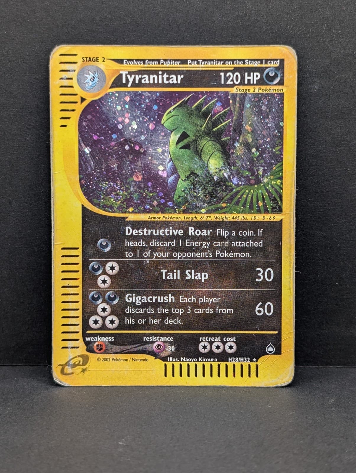 Tyranitar H28/H32 Aquapolis Holo Ultra Rare Pokemon TCG Nintendo e-reader inked