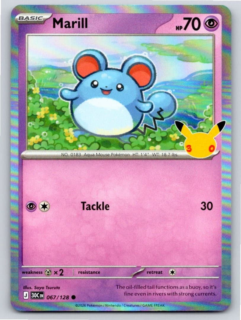 2026 POKEMON ME: 30TH CELEBRATION MARILL 067/128 HOLO C NM A102587 FREE S&H
