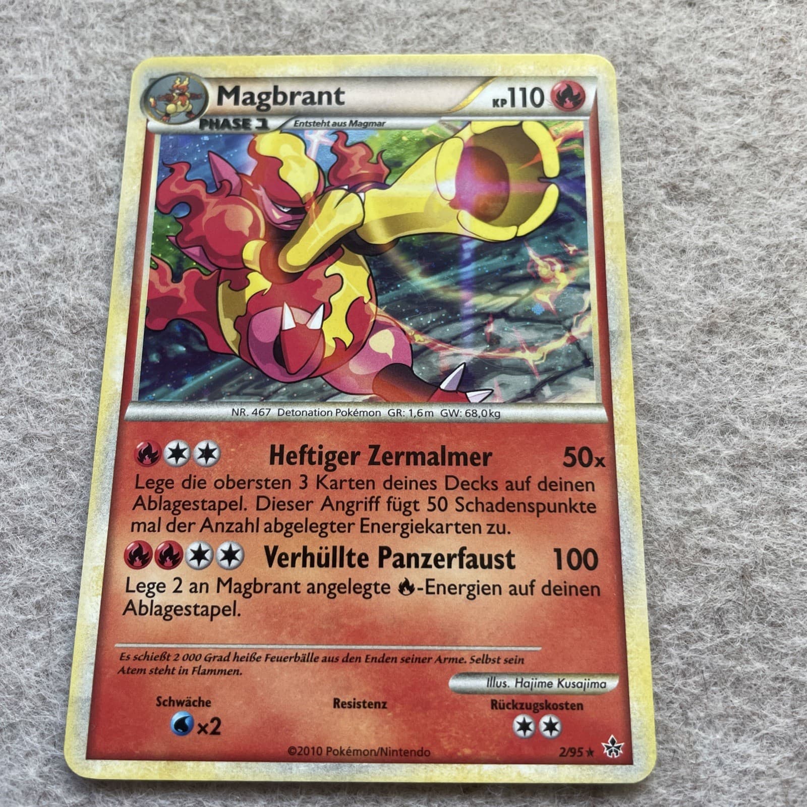 Magbrant Holo 2/95 HS Entfesselt - Deutsch, Pokemon Karten, NM - Mint