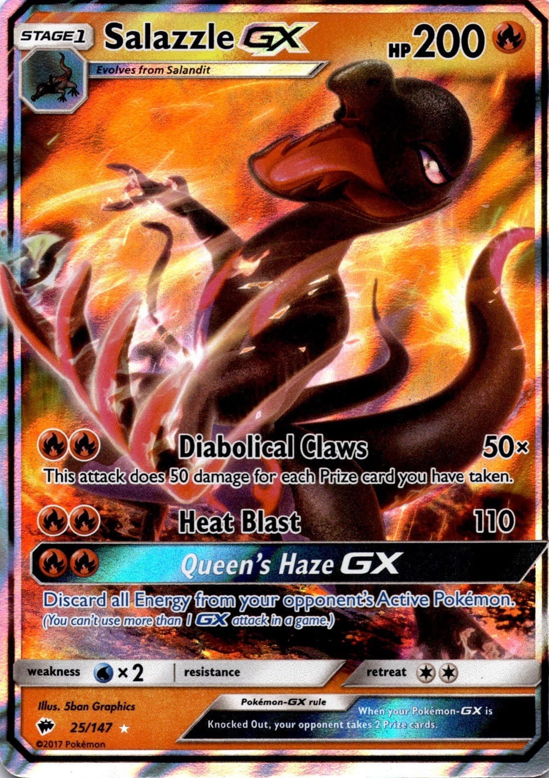 Salazzle GX 25/147 Holo GX Rare Burning Shadows Pokemon Lightly Played
