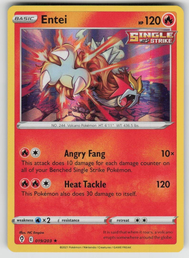 Holo Entei 019/203 Rare Evolving Skies Near Mint