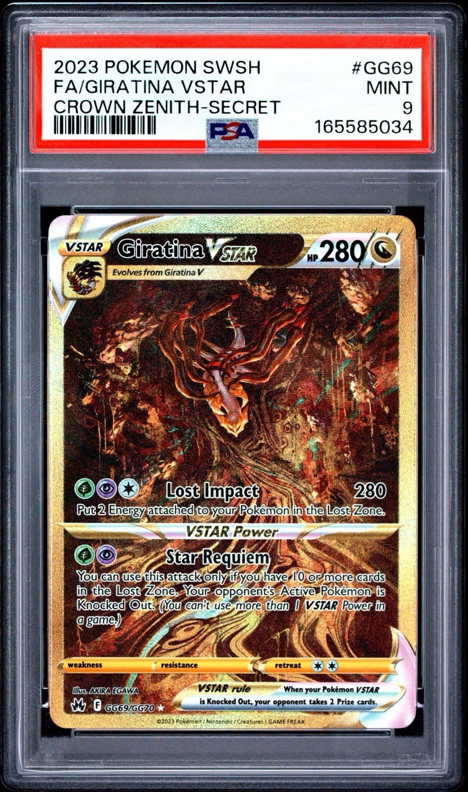 The Pokemon Company 2023 Crown Zenith Giratina VSTAR GG69/GG70 FA Holo PSA 9