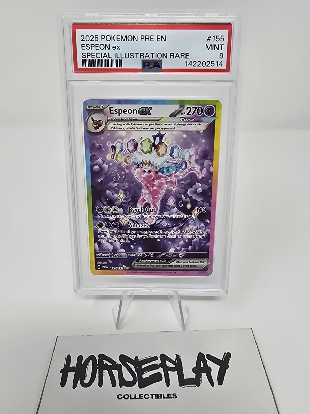 ESPEON EX 2025 POKEMON PRE EN #155/131 SPECIAL ILLUSTRATION RARE PSA 9