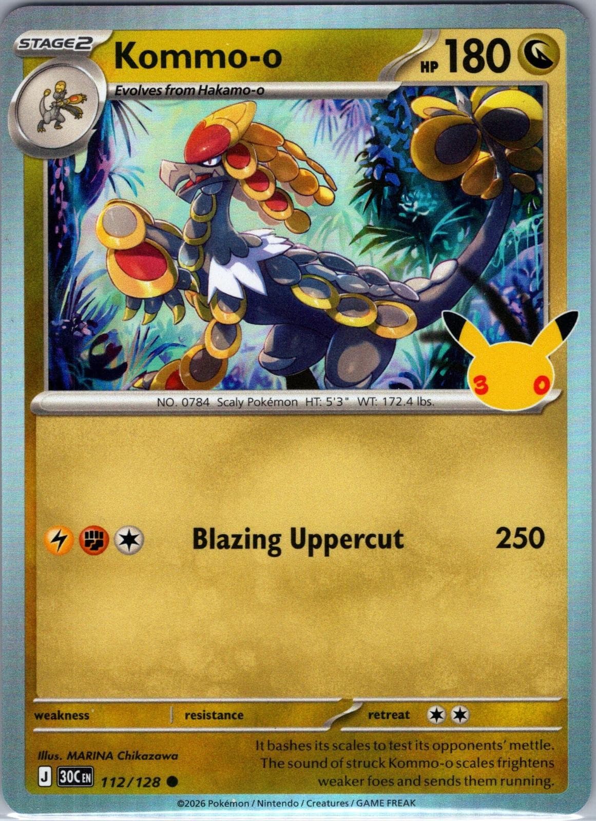 Kommo-o 112/128 ME: 30th Celebration Pokemon Holo Near Mint