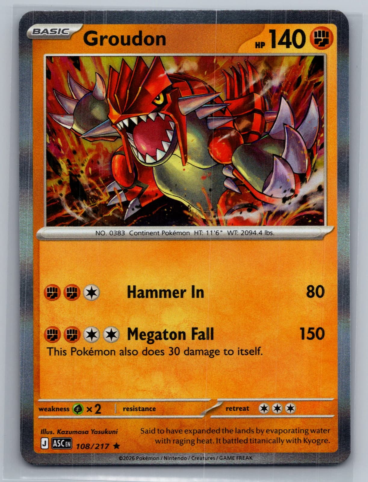 Groudon 108/217 Ascended Heroes Holo Rare Pokemon TCG NM