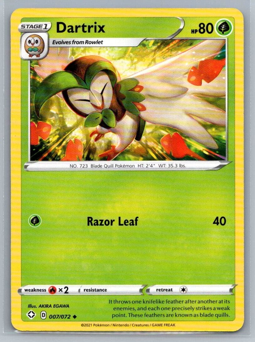 Dartrix 7/72 Shining Fates Uncommon Pokémon TCG 2021