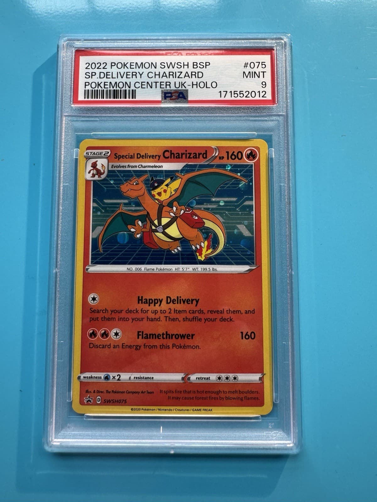 PSA 9 MINT Special Delivery Charizard SWSH075 Pokemon Center Promo 2022