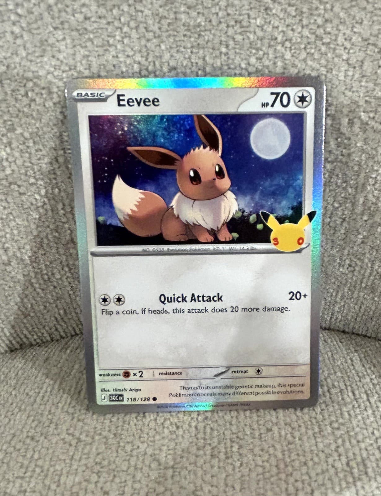 Eevee 118/128 Common ME: 30th Celebration Pokemon Holo Near Mint
