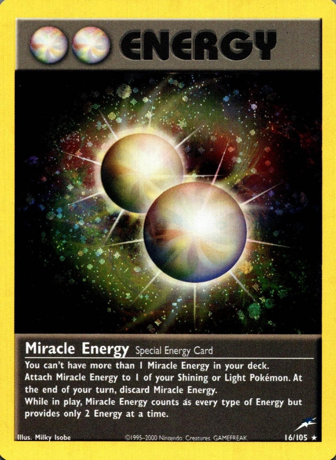 Miracle Energy 16/105 Rare Neo Destiny Pokemon Unlimited Holo Lightly Played