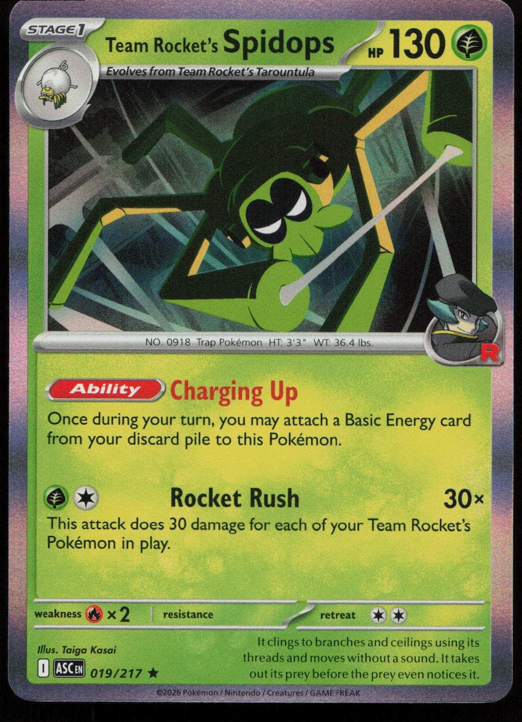 Team Rocket's Spidops #19/217 (Holo) (NM) ME: Ascended Heroes ASC Pokemon