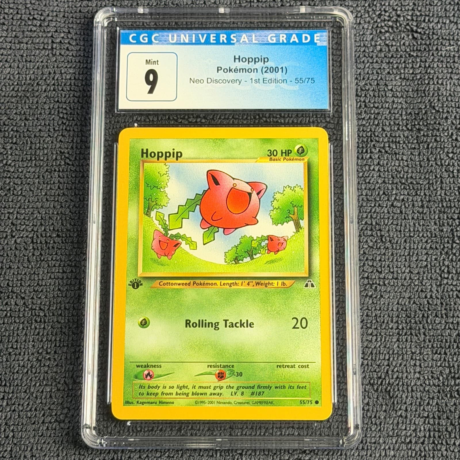 Pokemon Hoppip 55/75 1st Edition CGC 9 Mint 2001 Neo Discovery TCG Vintage