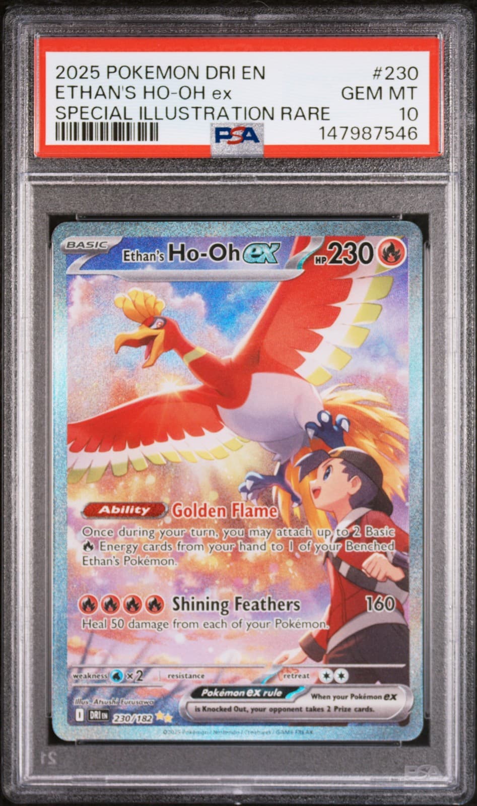 Ethan's Ho-Oh EX 230/182 Special Illustration Rare Pokemon PSA 10