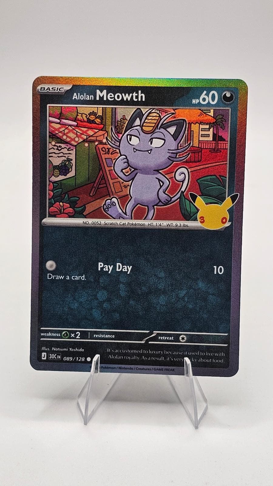 Alolan Meowth 089/128 Holo Common ME: 30th Celebration Pokemon Near Mint