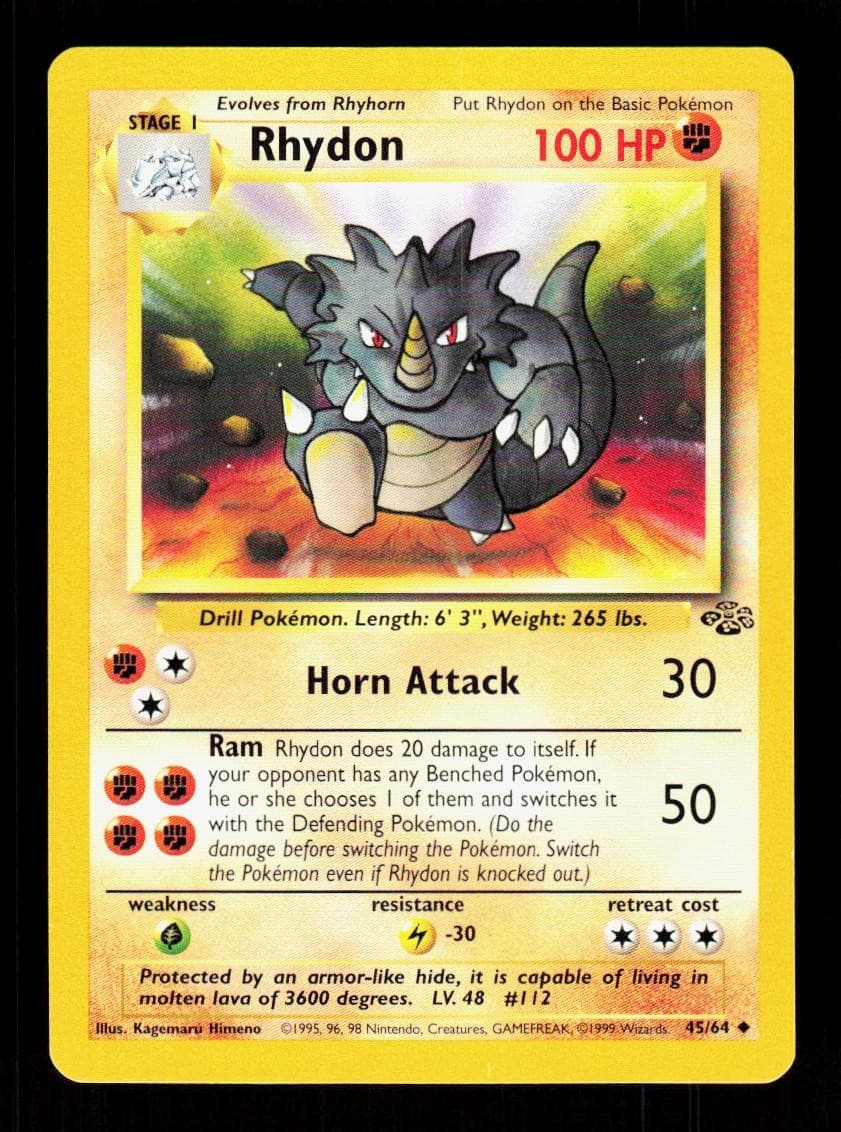 Rhydon 45/64 Uncommon Jungle Pokemon Unlimited NM