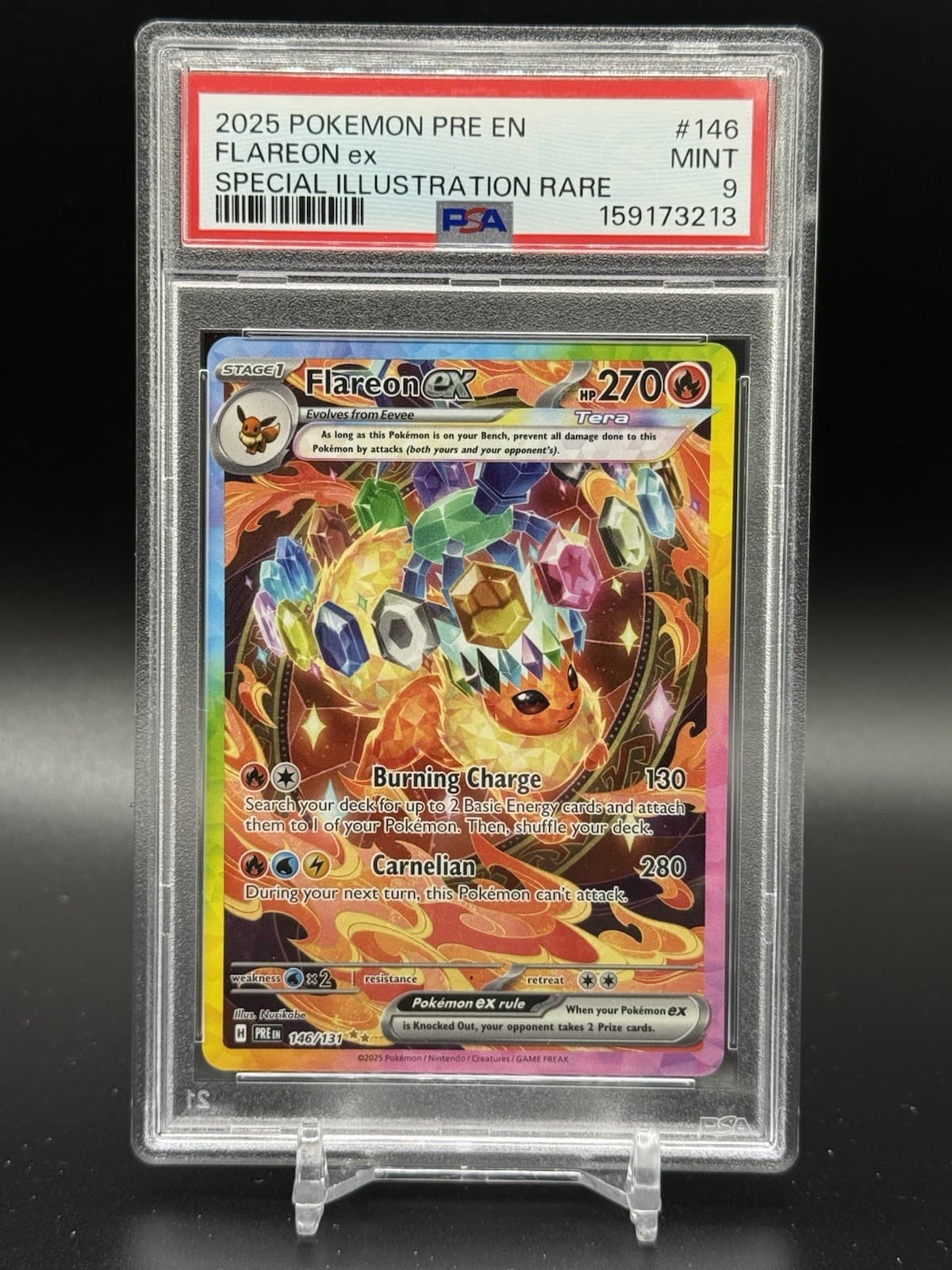 Pokemon TCG Sv Prismatic Evolutions Flareon ex 146/131 SIR Holo Eng PSA 9