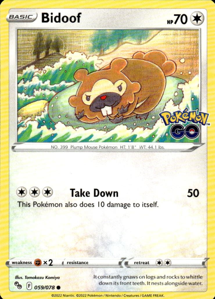 Bidoof Pokemon GO 059/078 Common Pokémon — English Lightly Played