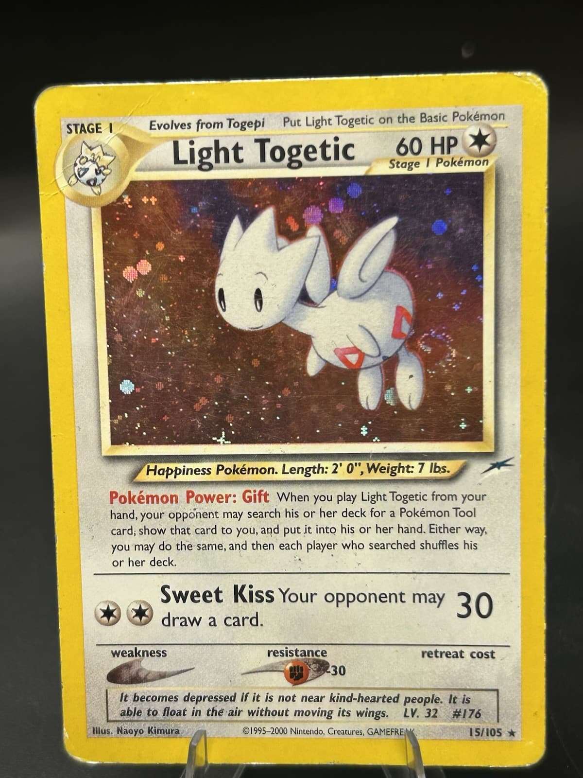 Light Togetic 15/105 Neo Destiny Holo Rare Vintage Pokemon Heavy Play Off Grade