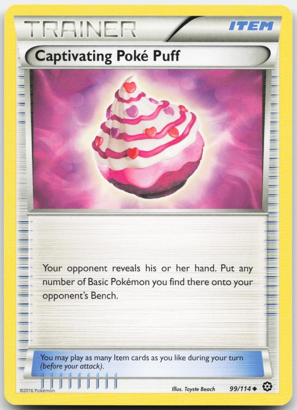 Captivating Poke Puff 99/114 Uncommon Steam Siege Pokemon Lightly Played