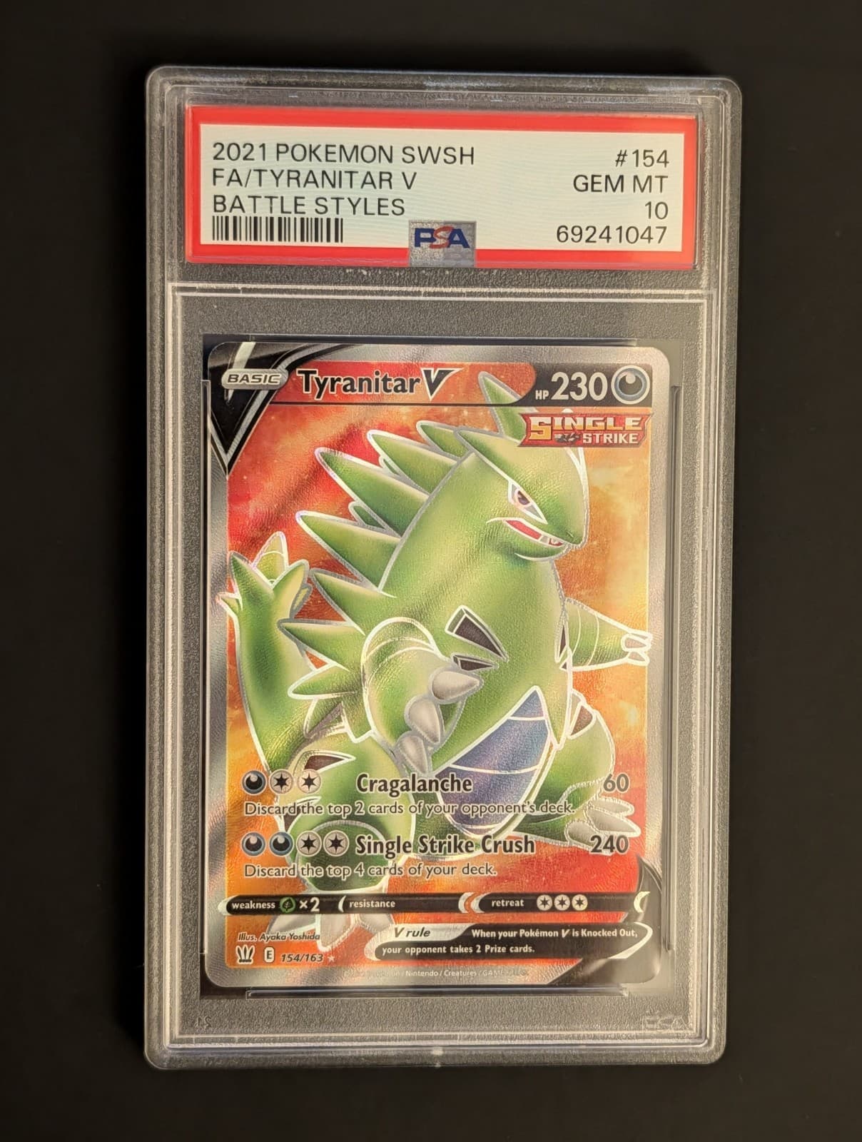 PSA 10 Tyranitar V 154/163 Battle Styles 2021 Pokemon SWSH Full Art Holo
