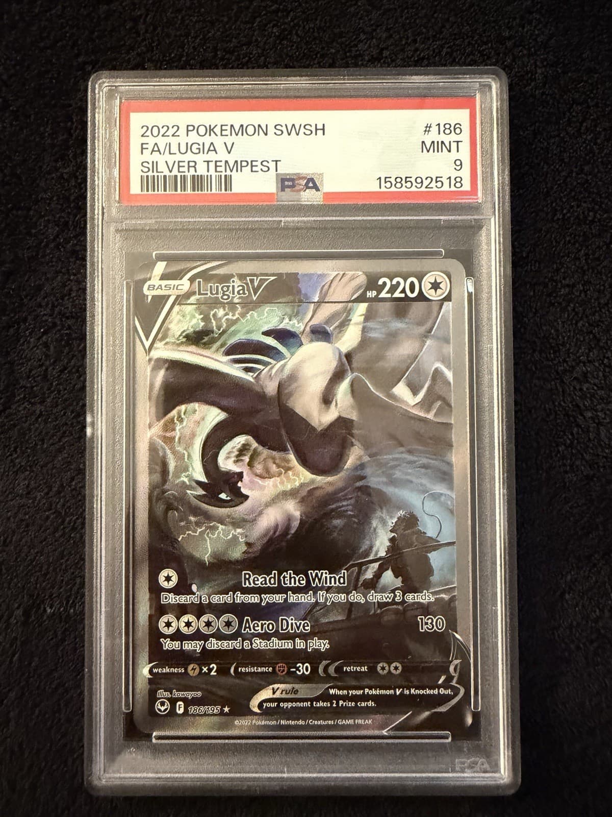 Pokémon TCG Lugia v Alternate Art 186/195 Silver Tempest Sword & Shield PSA 9