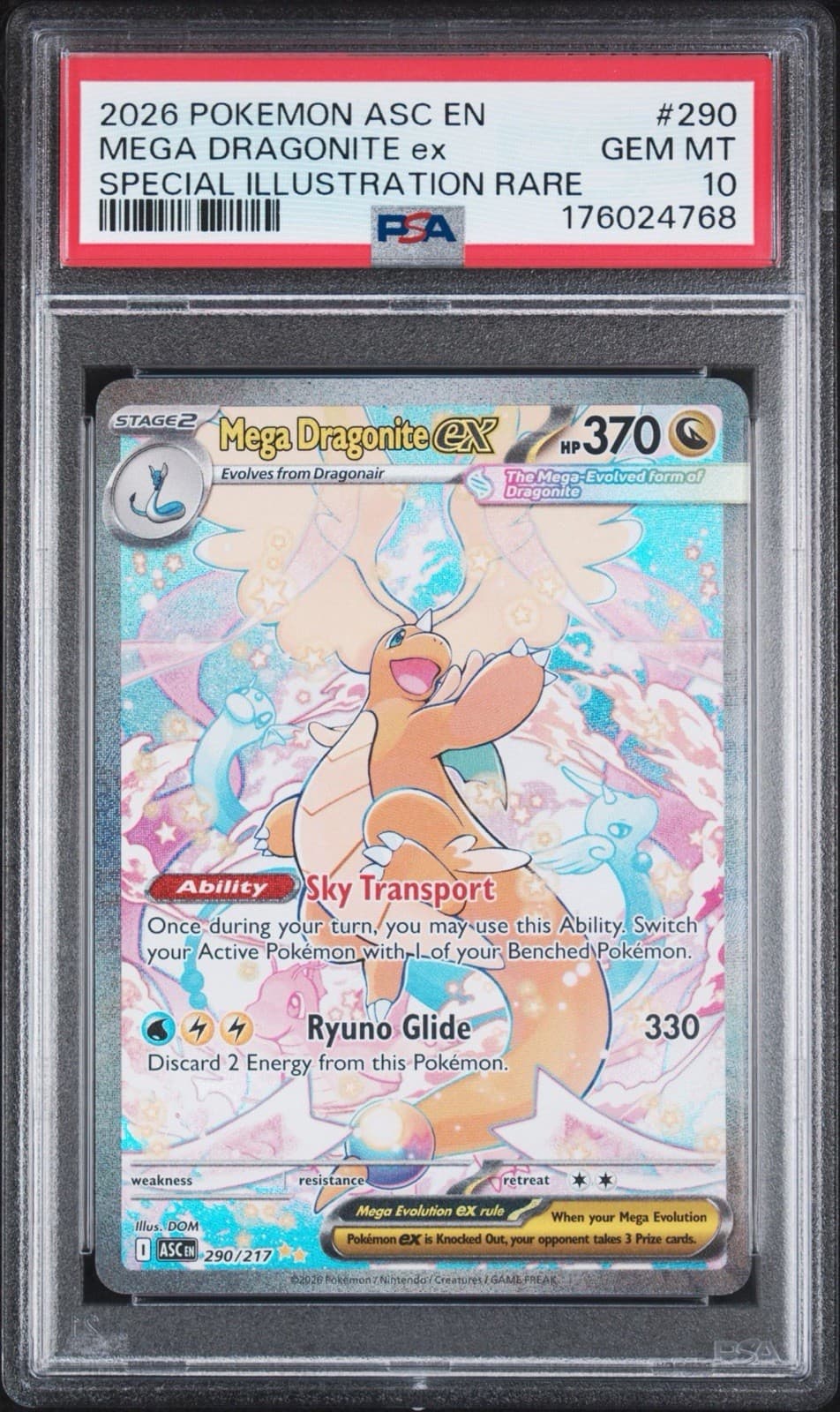 2026 POKEMON ASC EN-ASCENDED HEROES #290 MEGA DRAGONITE EX PSA 10
