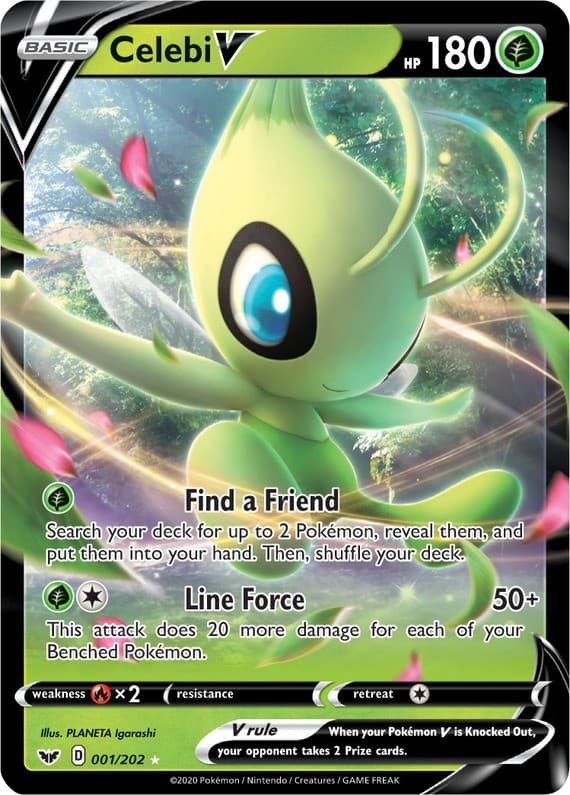 Light Play x 1 Celebi V - 001/202 - Ultra Rare Sword & Shield Base Set
