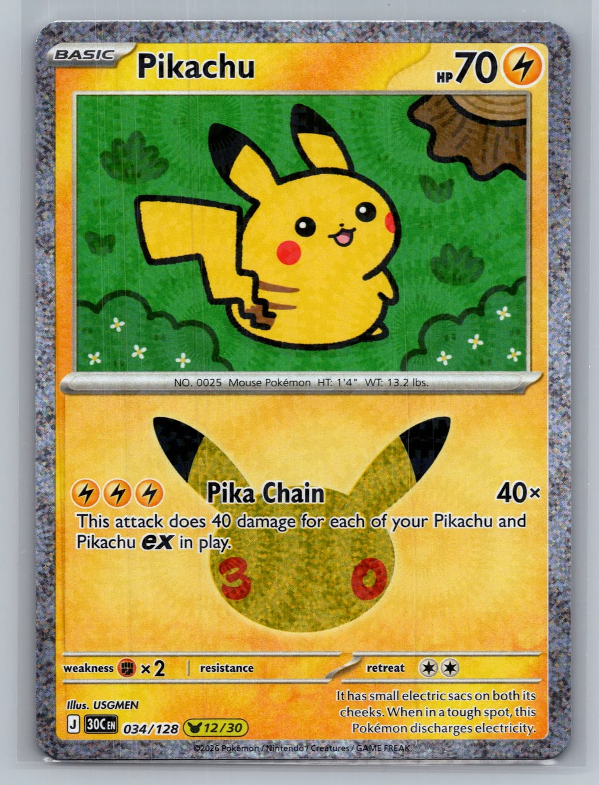 Pikachu #34/128 2026 30th Celebration Pokemon TCG