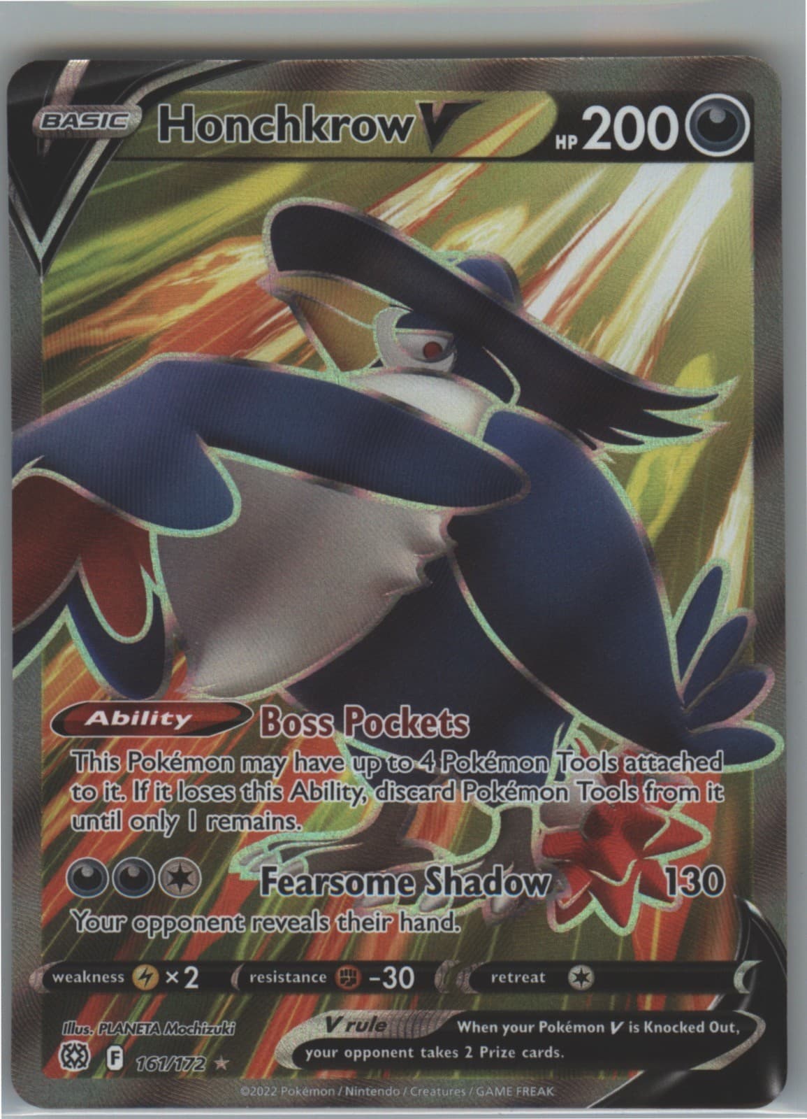 Honchkrow V 161/172 Ultra Rare Brilliant Stars Pokemon Holo Near Mint