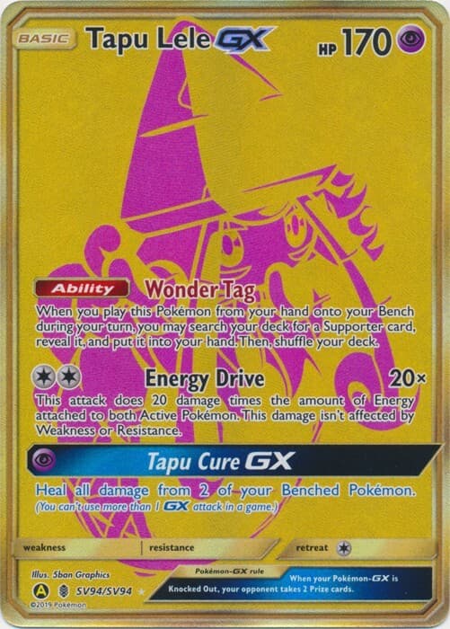 Tapu Lele GX SV94/SV94 Shiny Holo Rare Hidden Fates Pokemon TCG