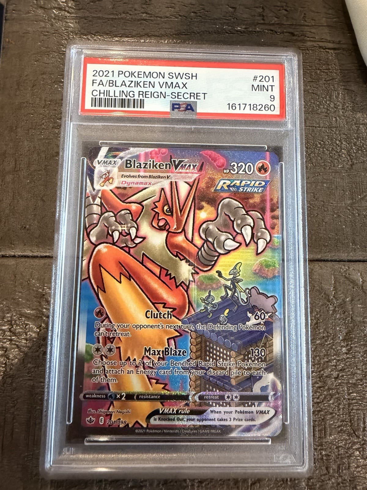 Blaziken VMAX (Alternate Art Secret) 201/198 - Chilling Reign Holo PSA 9