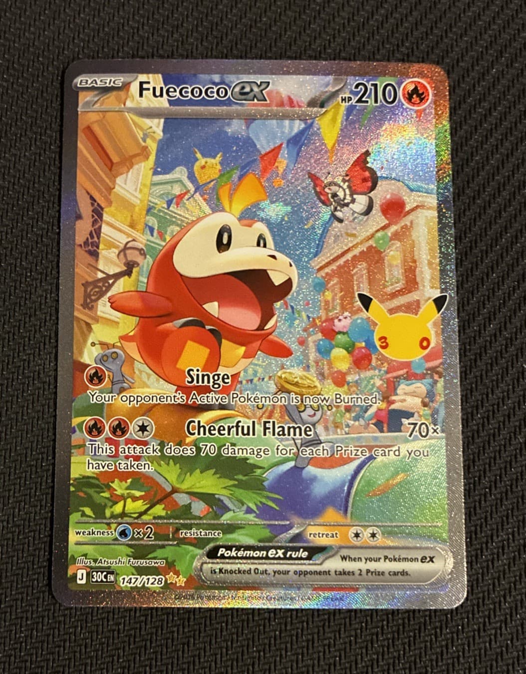 Fuecoco ex 147/128 SIR, 30th Anniversary Celebration, Full Art Holo, Pokemon TCG